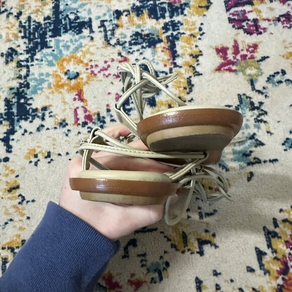 J.Crew Sorrento Lace Up Gladiator Leather Sandals ivory Womens Size 6.5. Boho - Picture 6 of 8